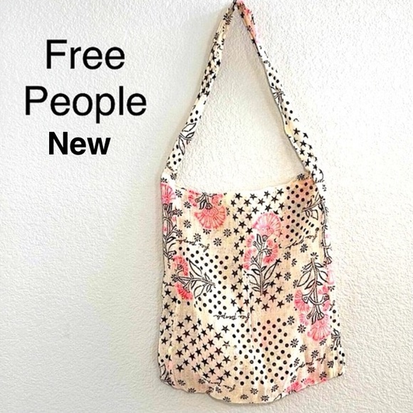 Free People Handbags - New Free People Reusable Tote Bag Linen Lightweight Floral Shopping Bag⭐…